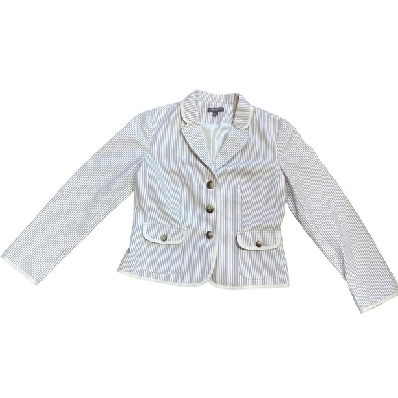 Ann Taylor Jackets & Blazers - Ann Taylor Petite Lavender White Pin Stripped Blazer Women’s Size 4P